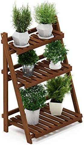 Furinno TIOMAN 3-Tier Ladder Plant Stand Outdoor, Easy Assembly, Natural by Furinno-FitsYourSpaceFitsYourBudget
