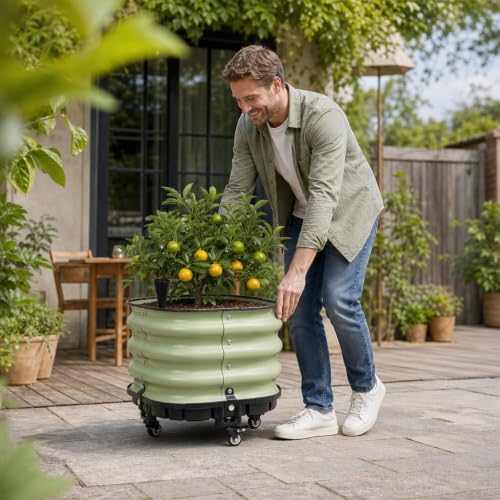 Aoodor 16.5x16.5 Rolling Raised Garden Bed, Self Watering Planter Box - Image 3