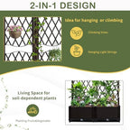 Raised Garden Bed with Trellis, Outdoor Free-Standing Trellis Planter Box with Drainage Holes, Privacy Planter for Patio, Above Ground Elevated Garden Bed for Outdoor Climbing Plants Vines (Brown) - Image 2