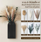 2 Pack Wooden Wall Vase Set with Pampas Grass Eucalyptus, Modern Farmhouse Boho Wall Decor for Living Room, Entryway, Hallway, Bathroom, Dining Room, Black Wall Art for Home Decoration - Image 2
