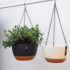 3 Pack Hanging Planters, 11.4 Inch Plastic Hanging Flower Pot Plant Basket with Drainage Holes, Self-Watering Hanging Flower Plant Pots with Removable Tray for Indoor Outdoor Plants - Image 6