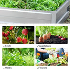 Galvanized Steel Raised Garden Bed Extra Height Large Steel Planter Box for Vegetables, Herbs, Flowers,10.9 * 3 * 1 FT,Silver - Image 6