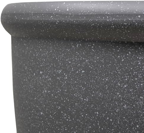 Garden Elements TerraStone Planter, 16in & WaterGuard Saucer Bundle, Greystone - Image 3