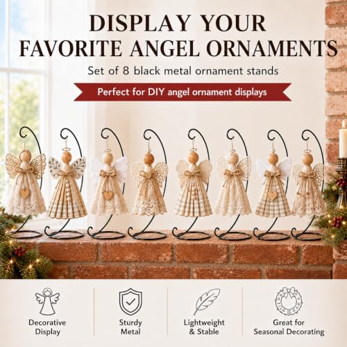 Ornament Display Stands Black Set of 8, 11 Inch Christmas Ornament Hangers for Glass Globes, Terrariums, Keepsake Balls, Memorial Ornaments, DIY Crafts, Holiday Table Décor and Display Hooks - Image 7