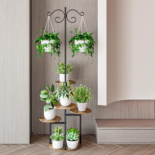 INGIORDAR Plant Stand Indoor Outdoor Corner 5 Tier Flower Shelf Black - Image 2
