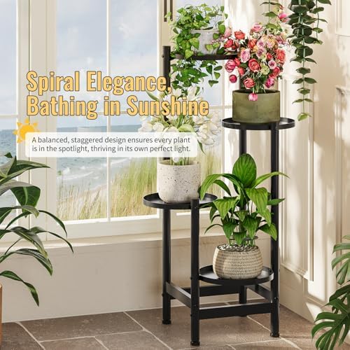 Metal Plant Stand for Indoor Outdoor,Corner Tall Plant Shelf for Multiple Plants,4 Tier Heavy Duty Flower Pot Holder,Display Rack for Patio Garden Balcony Living Room Bedroom - Image 6