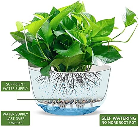 Dexceder 11.2 Inch Self Watering Hanging Planter (2 Pack, White) - Image 2