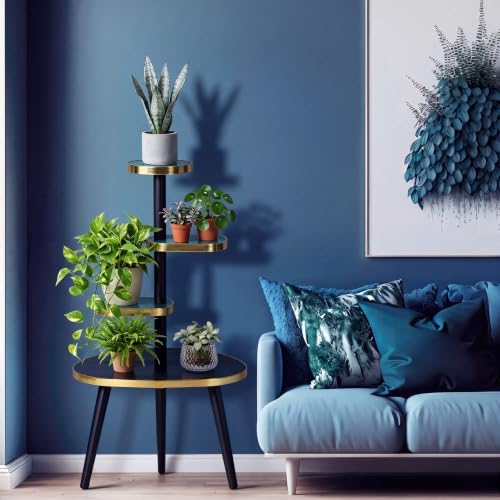 Amyhill Mid Century Modern Decor for Home 4-Tier Plant Stand Colorful Mid Century End Table Modern Storage Shelf for Living Room, Bedroom, Balcony, Boho Home Decor(Dark Green) - Image 5