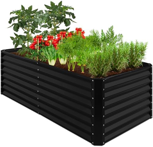 Best Choice Products 6x3x2ft Outdoor Metal Raised Garden Bed, Deep Root Box Planter for Vegetables, Flowers, Herbs, 269 Gallon Capacity, 100% Non Toxic Materials - Black by BestChoiceProducts