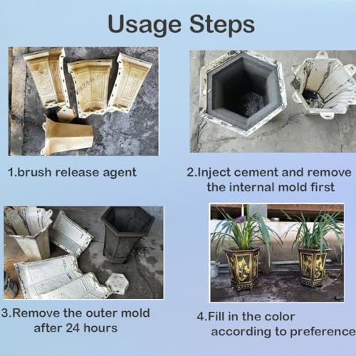 Hexagonal Cement Flower Pot Molds, Concrete Planter Moulds for DIY Garden Lover (44CM) - Image 5