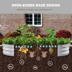 Raised Garden Bed, 6x3x1ft Galvanized Outdoor Planter Beds with Safety Edging and Gloves, Oval Metal Planter Box for Gardening Vegetables Flowers Herb-Silver - Image 4