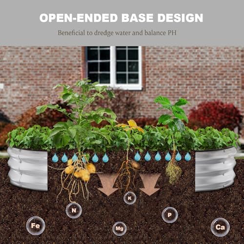 Raised Garden Bed, 6x3x1ft Galvanized Outdoor Planter Beds with Safety Edging and Gloves, Oval Metal Planter Box for Gardening Vegetables Flowers Herb-Silver - Image 4