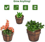 Wooden Whiskey Barrel Planters,Wooden Pot Set,3 PCS Large Wooden Planter Barrel Set, 11.5"(Dia)- 18"(Dia) Real Wood Indoor/Outdoor Flower Pot w/Drainage Holes, Different Sizes, Large Garden Container - Image 5