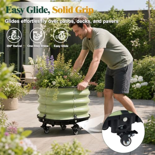 Aoodor 16.5x16.5 Rolling Raised Garden Bed, Self Watering Planter Box - Image 5