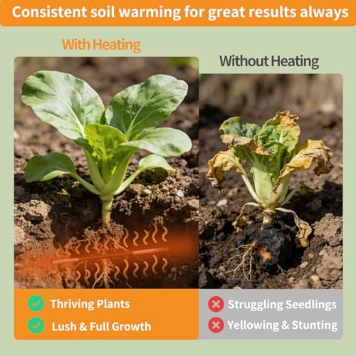 Soil Heating Cable with Thermostat Temperature Controller Electric Soil Warming Cable Plant Soil Heater Cable for Garden, Cold Frame,Seed Starting, Plant Germination, Greenhouse (100FT) - Image 2