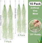 Cindeer 15 Pcs Spanish Moss Hanging Strands,33 Inch, 43 Inch,Light Green - Image 2