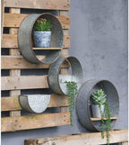 Farmhouse Round Metal Wall Planter Set, 5 Piece, Gray by Noeko