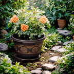 Usocik 16 Inch Outdoor Planters, 4 Pack, Gold Retro Floral - Image 6