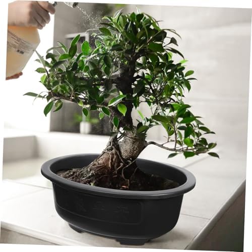 2PCS Bonsai Training Pot, 15 inch Plastic Bonsai Pot with Drainage Tray, Oval Planter for Desktop Decoration Nursery, Garden, Balcony - Image 4
