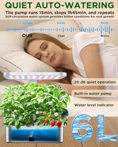 Stainless Steel Hydroponics Growing System Kits, Controlled Smart Indoor Garden with LED Grow Light Full Spectrum, 15 Pods Plant Germination Kit, with Quiet Pump,for Vegetables Herbs,Gardening Gifts - Image 2