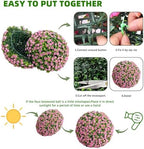 15.7 Inch Artificial Hanging Topiary Balls Set of 2, Faux Flower Balls for Garden Patio Wedding Valentine's Day Decor, Outdoor Indoor Hanging Decorations for Porch Front Door Party, Pink - Image 4
