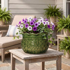 Ceramic Flower Pots, 12 Inch Planter with Drainage, Crack Green - Image 4