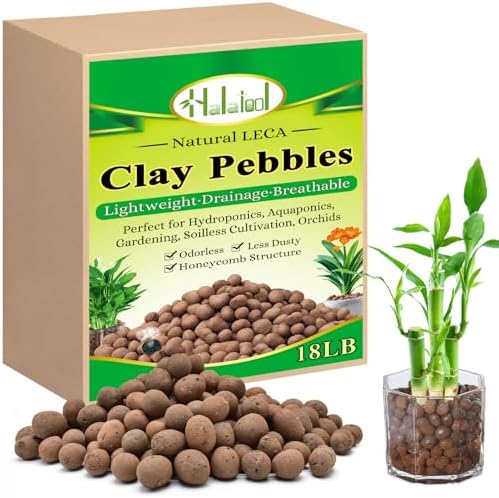 Halatool 18LB Leca Clay Pebbles for Plants, 4-16mm Hydro Balls for Drainage by HALATOOL