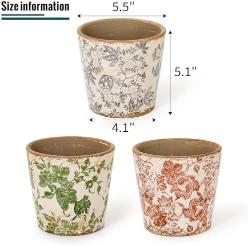 Sungmor Vintage Ceramic Planter Set of 3, 5.5 Inch Crackle Glaze Planters - Image 6