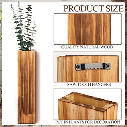 Skylety 6 Pack Wood Wall Planters for Indoor Plants Wooden Hanging Vase Farmhouse Wall Decoration for Bedroom and Living Room(Wood Color) - Image 3