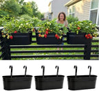 LaLaGreen Hanging Rail Planter (17 in, 3 Pack) Black Metal Deck Fence Pots by L%C3%A1L%C3%A1Green