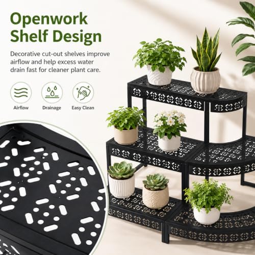 3 Tier Metal Plant Stand,Stepped Garden Corner Plant Shelf - Image 4
