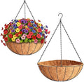 ZeeDix 2 Pack 20 Inch Large Hanging Baskets for Plants Outdoor with Coconut Liners Replacement, Hanging planters Baskets with Natural Coco Liner for Outdoor Indoor Planters Flowers Vegetables by ZeeDix