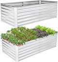SEJOV 8x4x2FT Galvanized Raised Garden Bed Kit, Rectangular Raised Garden Planter Boxes, Metal Raised Flower Beds Outdoor with 478 Gallons Capacity, for Flowers Herbs Vegetable, Silver by SEJOV