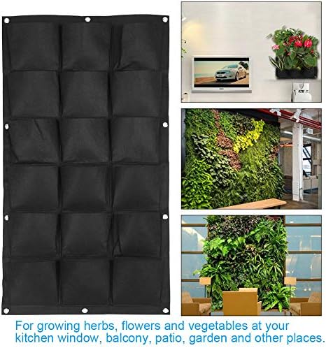 Vertical Hanging Garden Planter Wall Mounted Plant Grow Bag for Indoor Outdoor Decoration,Black (18 Pockets) - Image 6