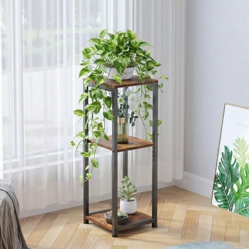 3-Tier Tall Plant Stand Indoor, Small Square Side Table for Home - Image 5