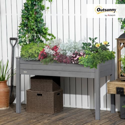 Outsunny Raised Garden Bed with Legs, Bed Liner 48" x 22" x 30", Dark Gray - Image 2