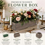 Dandat 10 Set Wood Boxes for Centerpieces 12x4 Inch Rectangle Wooden Planter Box Rustic Wooden Planters with Removable Plastic Liner Floral Foam Blocks for Christmas Wedding Home Garden Decor(Brown) - Image 3