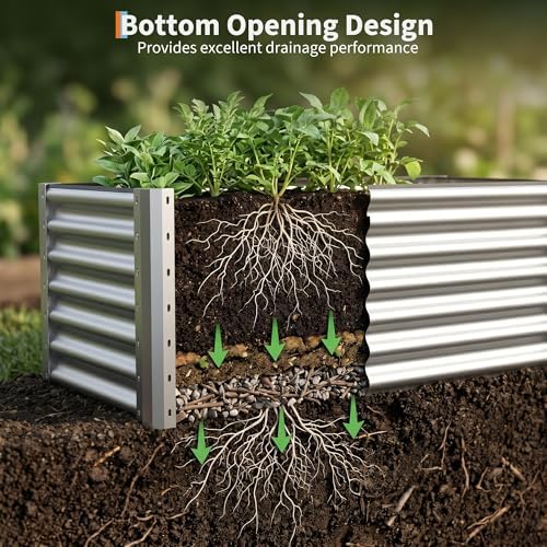2 Pack Galvanized Raised Garden Bed Kit, Large Rectangular Metal Oval Raised Garden Beds, Outdoor Deep Root Box Planter for Gardening, Vegetables, Flowers, Herbs (4x2x1.5FT, Silver) - Image 4