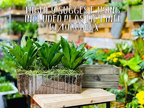 Wooden Planter Box with Handle I Rustic Whitewash I Plastic Liner l Garden Decor l Restaurant and Wedding Decorations l Table Centerpiece (12x4 w Handle Set of 4, Whitewash) - Image 3