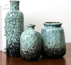 Ceramic Vase Set of 3, Small Rustic Flower Vases for Home Decor, Mint Green by TerracottaVase