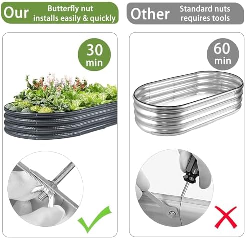 Gartist 2 pcs 4×2×1 ft Black Raised Garden Bed Kits Outdoor, Easy Assembly Galvanized Planter Raised Beds with Gloves & Wing Nuts for Vegetables, Flowers & Herbs - Image 2