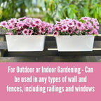 LaLaGreen Hanging Planter Box (14 in, 6 Pack) White Metal Deck Rail Pots - Image 3