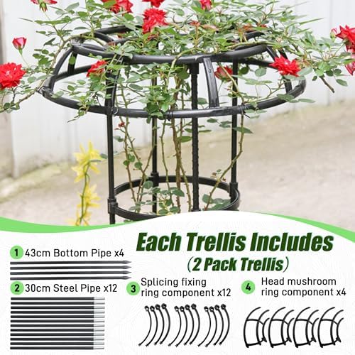 Quibbay 53 Inch Mushroom Top Garden Trellis for Climbing Plants,2 Pack - Image 4