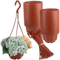 AUEAR, 50 Pack Plastic Hanging Plant Pots Containers Outdoor Indoor Planters with Drainage Holes Hooks Brown by AUEAR