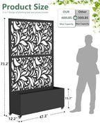 Metal Planter Box with Trellis,70.9"x47.2"x15.7" Raised Garden Bed with Drainage Holes, Privacy Planters for Outdoor Garden Bed for Climbing Plants,Vegetables,and Vines, Black-Flower - Image 2
