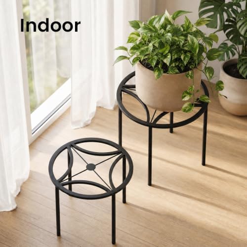 TOSKING 5-Pack Metal Plant Stands, Geometric Pattern, 5 Sizes, Black - Image 3