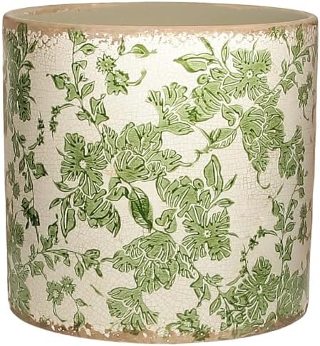 7.7" Large Green Plant Pots, Farmhouse Ceramic Flower Pots without Drainage by XiaanJiaju