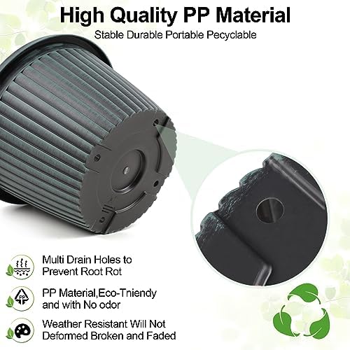 Large-Planter-Indoor-Outdoor Plant Pots, 14 inch 4 Pack Plastic Flower Pots with Saucer And Drainage Holes, Modern Garden Planters For Planting Medium Large Plants, Decorative Resin Garden Pots - Image 5