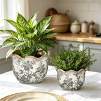 Hollyone 2 Pack Ceramic Planter Vintage Ceramic Pot 5.5 + 6.6inch Decorative Flower Plant Pot with Drainage Hole Crackle Glaze for ndoor Outdoor Tuscan Decor Home Living Room Garden Decor Blue Flower - Image 5