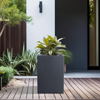 Kante Small Tall Square Charcoal Concrete Planter 13" H, Outdoor - Image 6